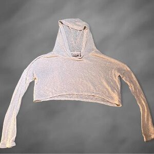 Mudd Light Cream Cropped Hoodie